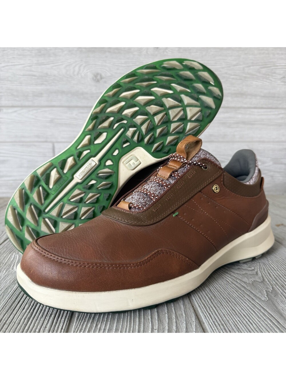 FootJoy Stratos Golf Shoes Men’s 12M Brown Leather Spikeless VersaTrax FJ 50065